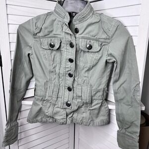No Boundaries Women's‎ Junior Size Small 3/5 Utility Military Olive Green Jacket